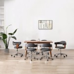 vidaXL Scaune pivotante de masă, 6 buc., gri, lemn curbat și textil