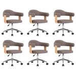 vidaXL Scaune pivotante masă, 6 buc., gri taupe, lemn curbat & textil