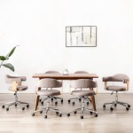 vidaXL Scaune pivotante masă, 6 buc., gri taupe, lemn curbat & textil