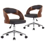 vidaXL Scaune pivotante, 2 buc. negru, lemn curbat & piele ecologică