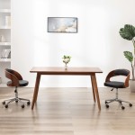vidaXL Scaune pivotante, 2 buc. negru, lemn curbat & piele ecologică
