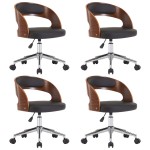 vidaXL Scaune bucătărie 4 buc, negru, lemn curbat & piele ecologică