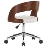 vidaXL Scaune pivotante, 2 buc. alb, lemn curbat & piele ecologică
