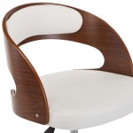 vidaXL Scaune pivotante, 2 buc. alb, lemn curbat & piele ecologică