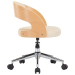 vidaXL Scaune pivotante, 2 buc. crem, lemn curbat & piele ecologică