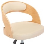 vidaXL Scaune pivotante, 2 buc. crem, lemn curbat & piele ecologică