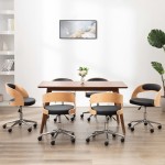 vidaXL Scaune pivotante, 6 buc. negru, lemn curbat & piele ecologică