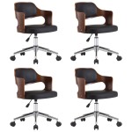 vidaXL Scaune bucătărie 4 buc, negru, lemn curbat & piele ecologică