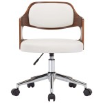 vidaXL Scaune pivotante, 2 buc. alb, lemn curbat & piele ecologică