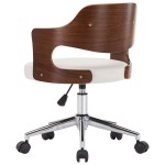 vidaXL Scaune pivotante, 2 buc. alb, lemn curbat & piele ecologică