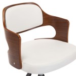 vidaXL Scaune pivotante, 2 buc. alb, lemn curbat & piele ecologică