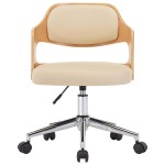 vidaXL Scaune pivotante de masă, 2 buc., crem, lemn curbat & piele eco