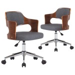 vidaXL Scaune de bucătărie, 2 buc., gri, lemn curbat și textil