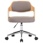 vidaXL Scaune pivotante, 2 buc., gri taupe, lemn curbat & textil