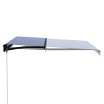 vidaXL Copertină retractabilă manual, albastru și alb, 350 x 250 cm vidaXL Copertină retractabilă manual, albastru și alb, 350 x 250 cm