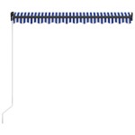 vidaXL Copertină retractabilă manual, albastru și alb, 350 x 250 cm vidaXL Copertină retractabilă manual, albastru și alb, 350 x 250 cm