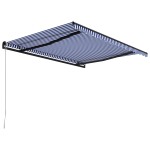 vidaXL Copertină retractabilă manual, albastru și alb, 450x300 cm vidaXL Copertină retractabilă manual, albastru și alb, 450x300 cm