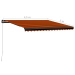 vidaXL Copertină retractabilă manual, portocaliu & maro, 450x300 cm vidaXL Copertină retractabilă manual, portocaliu & maro, 450x300 cm