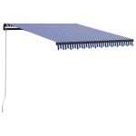 vidaXL Copertină retractabilă manual cu LED, albastru/alb, 300x250 cm
