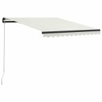 vidaXL Copertină retractabilă manual cu LED, crem, 300 x 250 cm
