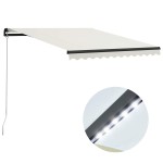 vidaXL Copertină retractabilă manual cu LED, crem, 300 x 250 cm