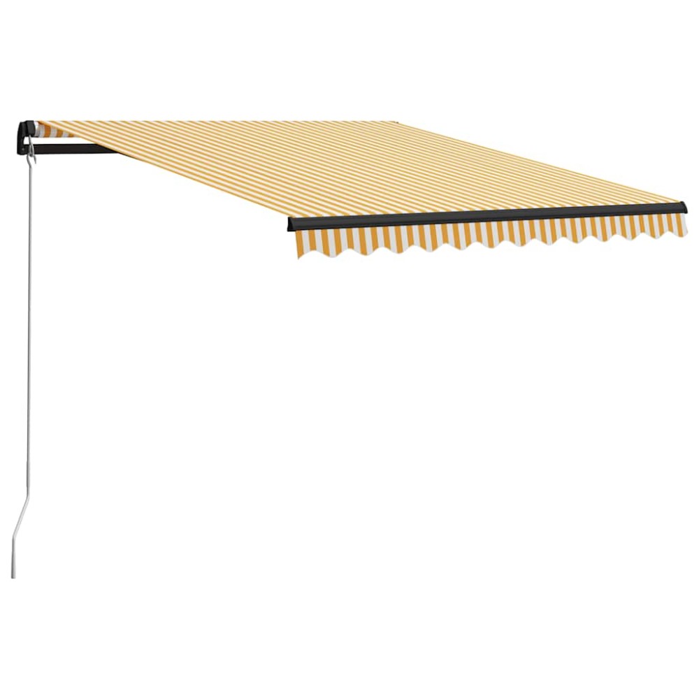 vidaXL Copertină retractabilă manual cu LED, galben/alb, 300 x 250 cm