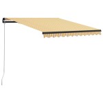 vidaXL Copertină retractabilă manual cu LED, galben/alb, 300 x 250 cm vidaXL Copertină retractabilă manual cu LED, galben/alb, 300 x 250 cm