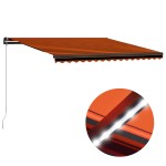 vidaXL Copertină retractabilă manual LED portocaliu/maro, 450 x 300 cm vidaXL Copertină retractabilă manual LED portocaliu/maro, 450 x 300 cm