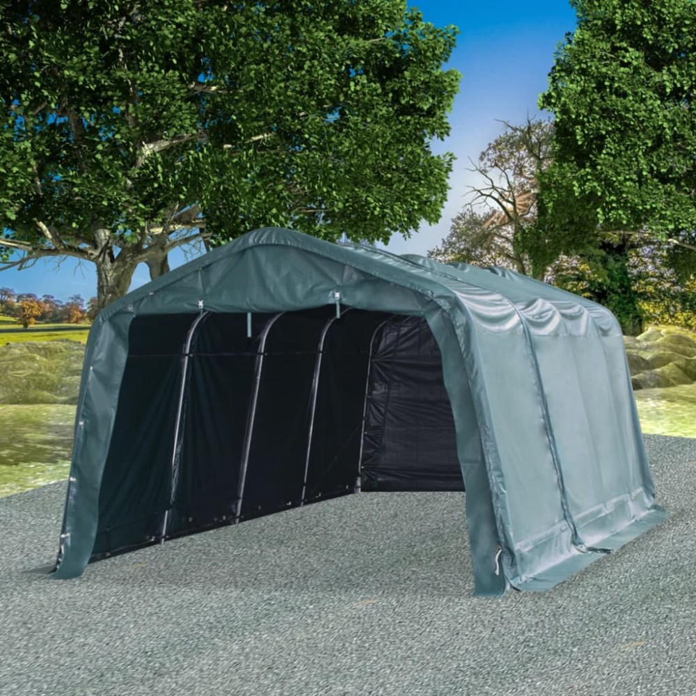 vidaXL Cort mobil pentru animale verde închis 3,3x6,4m PVC 550g/m²