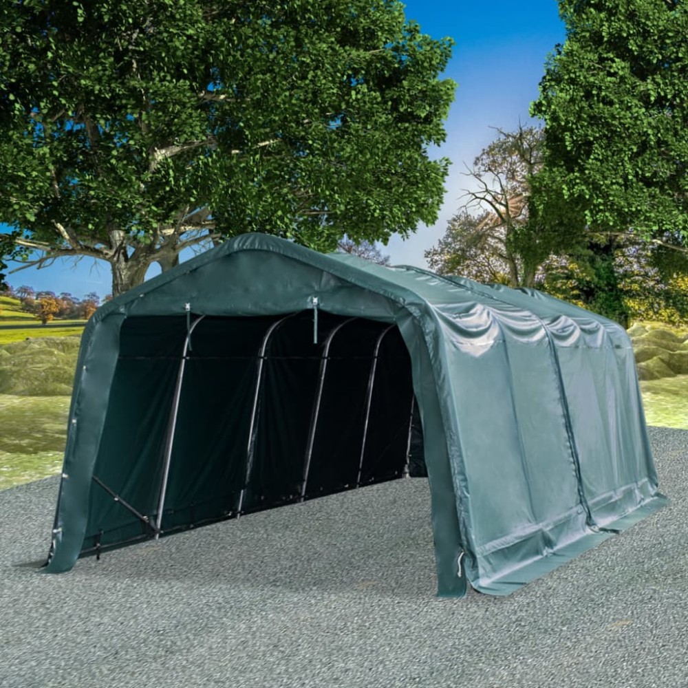 vidaXL Cort de animale detașabil verde închis 3,3x8 m PVC 550g/m²
