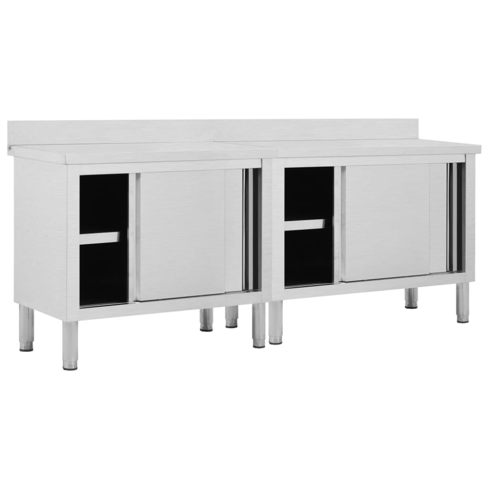 vidaXL Mese lucru uși glisante 2 buc. 200x50x(95-97)cm oțel inoxidabil