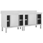 vidaXL Mese lucru uși glisante 2 buc. 200x50x(95-97)cm oțel inoxidabil vidaXL Mese lucru uși glisante 2 buc. 200x50x(95-97)cm oțel inoxidabil