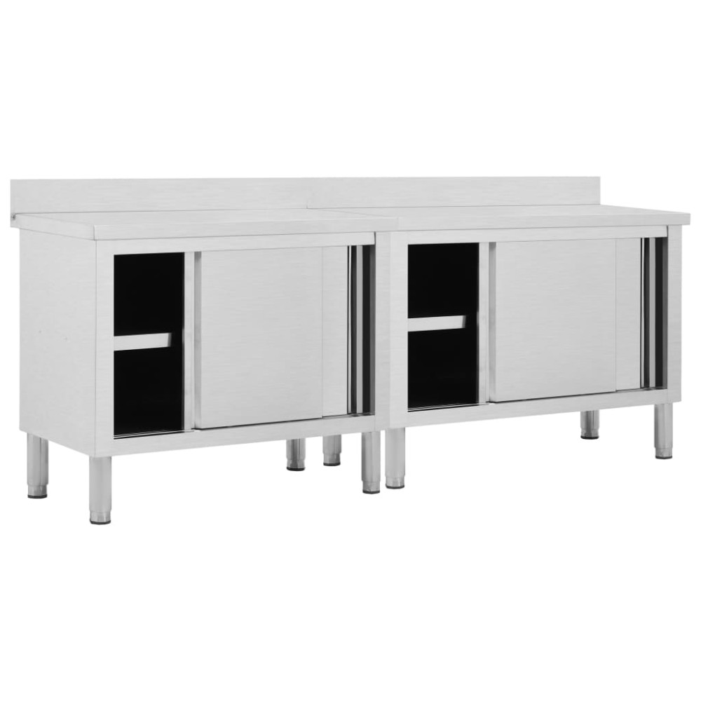 vidaXL Mese lucru uși glisante 2 buc 240x50x(95-97) cm oțel inoxidabil