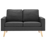 vidaXL Set de canapele, 2 piese, gri închis, material textil vidaXL Set de canapele, 2 piese, gri închis, material textil