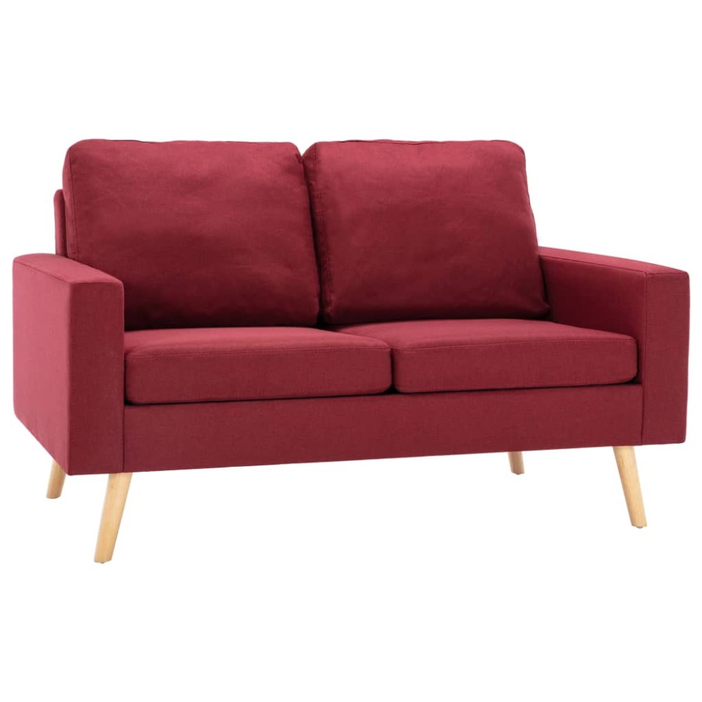 vidaXL Set de canapele, 2 piese, roșu vin, material textil