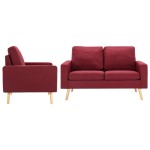 vidaXL Set de canapele, 2 piese, roșu vin, material textil vidaXL Set de canapele, 2 piese, roșu vin, material textil