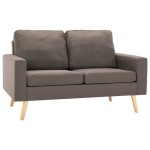 vidaXL Set de canapele, 2 piese, gri taupe, material textil vidaXL Set de canapele, 2 piese, gri taupe, material textil