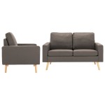 vidaXL Set de canapele, 2 piese, gri taupe, material textil vidaXL Set de canapele, 2 piese, gri taupe, material textil