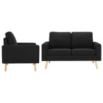 vidaXL Set de canapele, 2 piese, negru, material textil vidaXL Set de canapele, 2 piese, negru, material textil