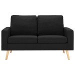 vidaXL Set de canapele, 2 piese, negru, material textil vidaXL Set de canapele, 2 piese, negru, material textil
