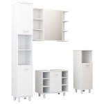 vidaXL Set mobilier de baie, 4 piese, alb, lemn prelucrat