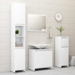 vidaXL Set mobilier de baie, 3 piese, alb, lemn prelucrat vidaXL Set mobilier de baie, 3 piese, alb, lemn prelucrat