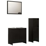 vidaXL Set mobilier de baie, 3 piese, negru, lemn prelucrat vidaXL Set mobilier de baie, 3 piese, negru, lemn prelucrat
