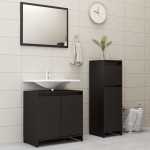 vidaXL Set mobilier de baie, 3 piese, negru, lemn prelucrat vidaXL Set mobilier de baie, 3 piese, negru, lemn prelucrat