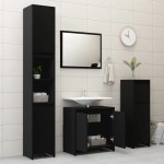 vidaXL Set mobilier de baie, 3 piese, negru, lemn prelucrat vidaXL Set mobilier de baie, 3 piese, negru, lemn prelucrat