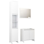 vidaXL Set mobilier de baie, 3 piese, alb, lemn prelucrat vidaXL Set mobilier de baie, 3 piese, alb, lemn prelucrat
