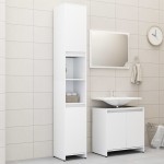 vidaXL Set mobilier de baie, 3 piese, alb, lemn prelucrat vidaXL Set mobilier de baie, 3 piese, alb, lemn prelucrat