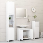 vidaXL Set mobilier de baie, 3 piese, alb, lemn prelucrat vidaXL Set mobilier de baie, 3 piese, alb, lemn prelucrat