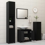 vidaXL Set mobilier de baie, 3 piese, negru, lemn prelucrat vidaXL Set mobilier de baie, 3 piese, negru, lemn prelucrat