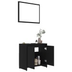 vidaXL Set mobilier de baie, 3 piese, negru, lemn prelucrat vidaXL Set mobilier de baie, 3 piese, negru, lemn prelucrat